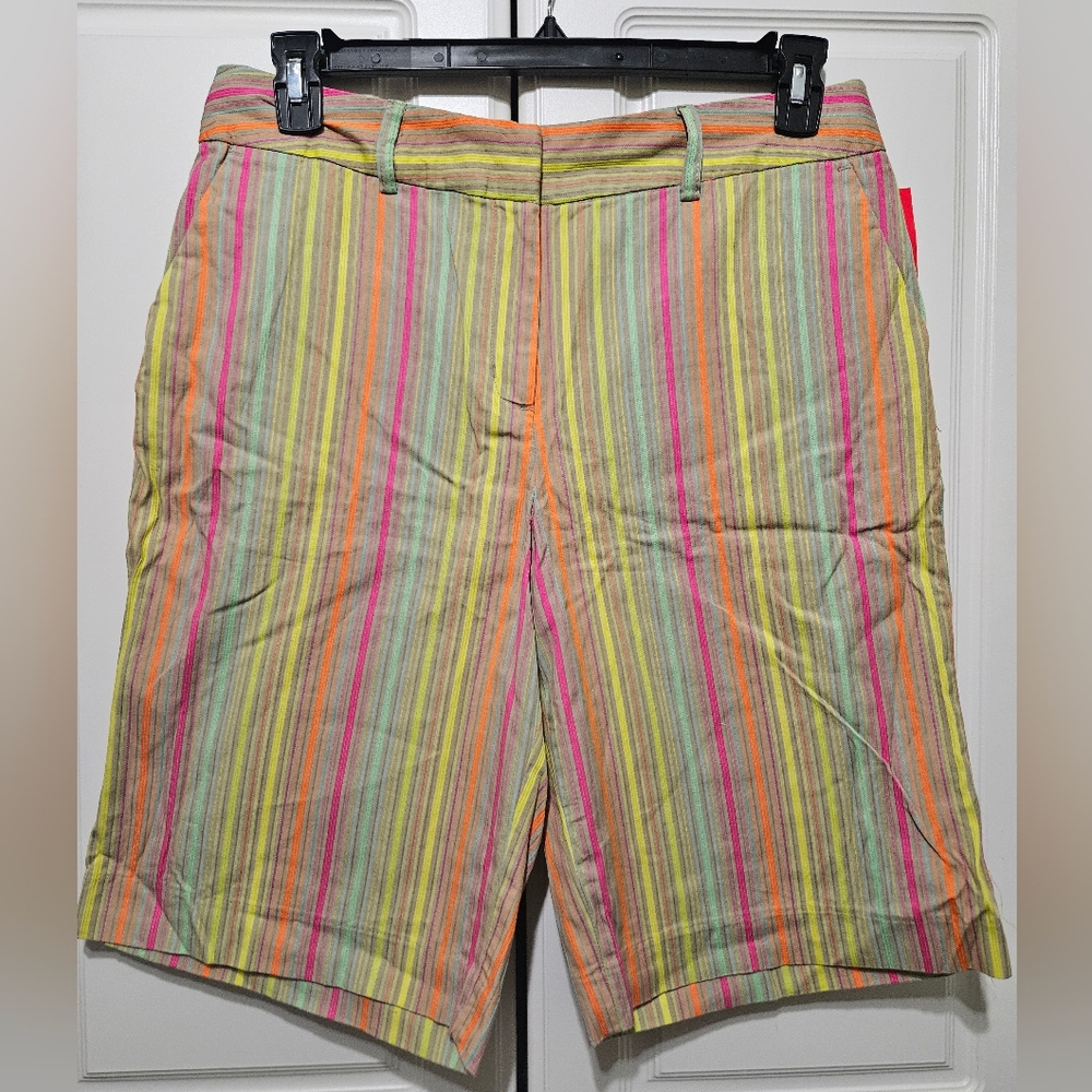 Issac Mizrahi for Target Multicolor Dobby Stripe Women's Bermuda Shorts, Size 10